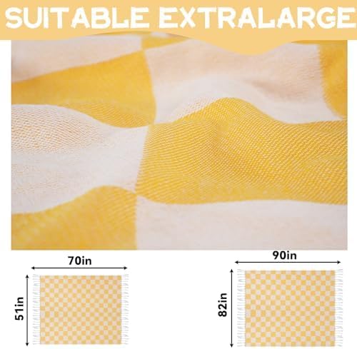 Extra Large Checkered Boho Beige Picnic Mat Throw Blanket Bathroom Quick Dry Essentials Swim Poolside Pool Accessories Swim Must Haves Hot Tub Items Spa Gadgets Adult Women Large Towel Things Stuff