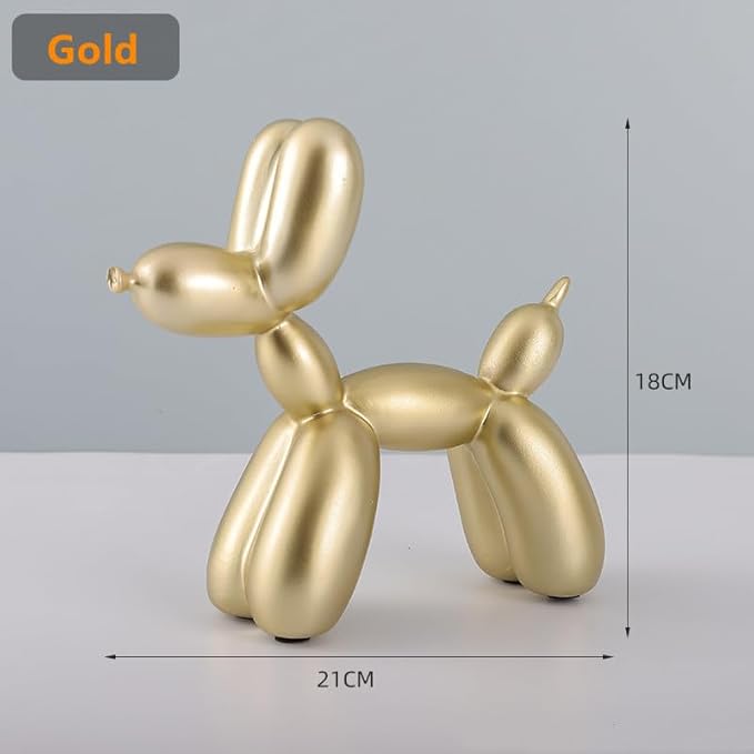 Cute Gold Resin Dog Statue Decoration for Modern Home Desktop, Living Room, Office
