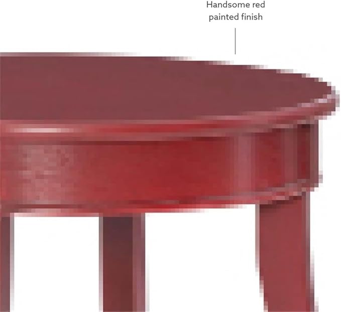 BOWERY HILL Round Wood End Table with Shelf, Red Finish, 18.5" w x 18.5" d x 24" h, MDF and Pine Wood, Durable Accent Table with Cabriole Tapered Legs for Living Room or Bedroom