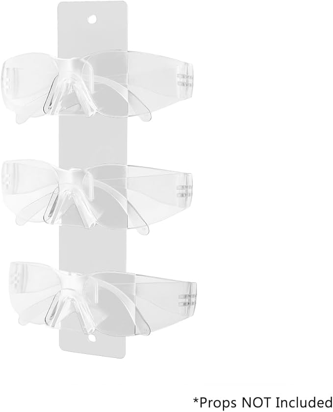 Marketing Holders 12 Pack Sunglasses Holder 3 Pair with Hardware Space Saver Organizer Hanging White Acrylic for Safety Glasses Labs Spectacles