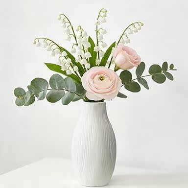 White Ceramic Vase, Ceramic Vase for Pampas Grass, Modern Minimalist Vase for Home Decor, Decorative Vase for Living Room, Dining Table, Farmhouse, Office, Bedroom, Kitchen Shelf, Table Centerpiece