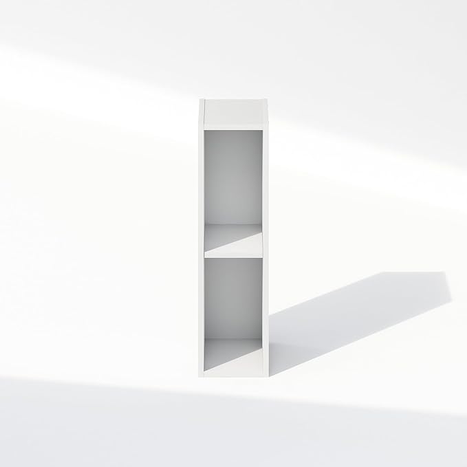 Furinno Reed 2-Tier Closet Organizers and Storage, Closet Organizer, Open Shelf Closet Storage, for Wardrobe, Bedroom, Living Room, 6-Inch Width, White