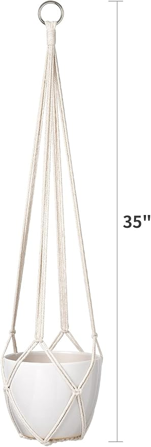 Dahey Macrame Plant Hanger Indoor Hanging Planter Basket Handmade Woven Cotton Rope Flower Pot Decorative Crochet Plant Holder Stand for Boho Home Decor No Tassels,35 Inch,Set of 2