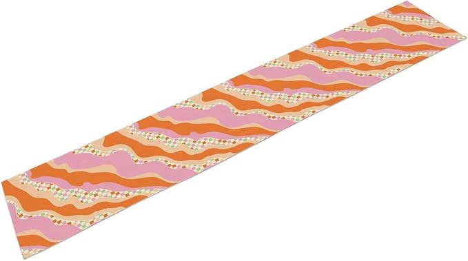 Groovy Rainbow Table Runner Hippie Abstract Rainbow 70s Colorful Geometry Retro Printed Dinner Runner for Living Room Kitchen Decoration 13x120in