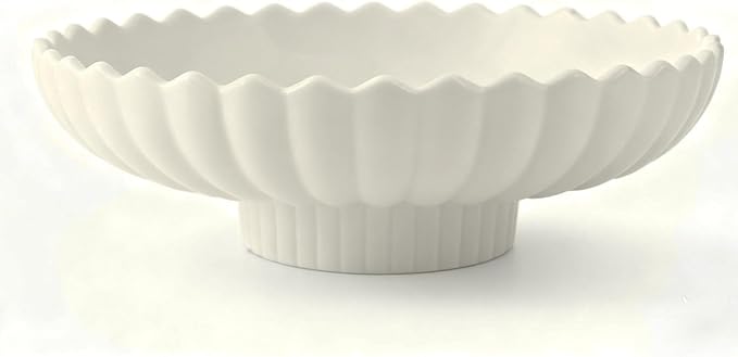 Large Decorative Bowl, 10.6-Inch Handmade Modern Ceramic Centerpiece Bowl with Scalloped Edge, Perfect as Fruit Bowl, Key & Jewelry Catchall, Candy Bowl for Home, Kitchen, Entryway Table Decor