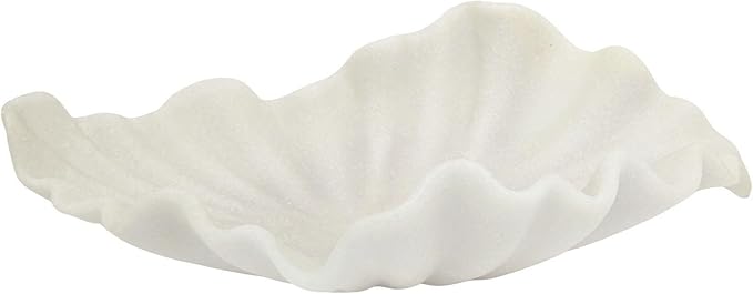 Off White Large Decorative Bowl - 16” Fruit/Key/Purse Bowl for Home Decor - Coffee Table & Entryway Table Decor - Scalloped Ruffle Bowls - Unique Centerpiece Bowls(Big)