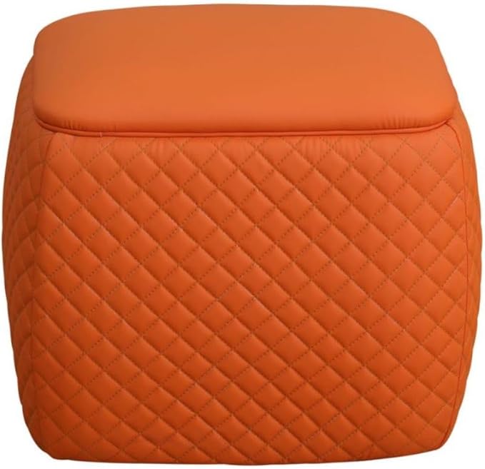 Small Faux Leather Ottoman Foot Rest Square Foot Stools for Couch Chair for Living Room and Dorm, Orange, 19.5" L x 15.5" W x 18" H
