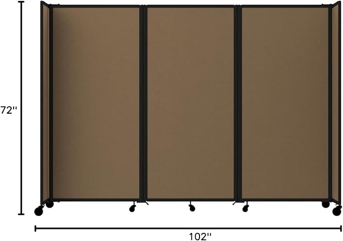 Versare Room Divider 360 Portable Wall Partition | Folding Panels | Large Freestanding Divider | Locking Wheels | Temporary Room Separator