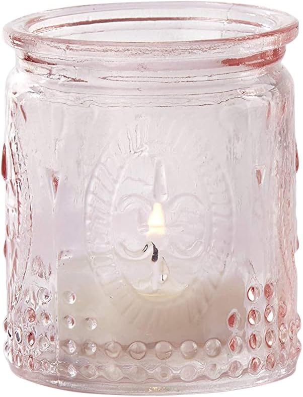 Kate Aspen Tea Light Holder - 24PCS - Vintage Glass Tealight Candle Holders, Perfect Wedding Favor, Bachelorette Favor or Bridal Shower Favor - Pink