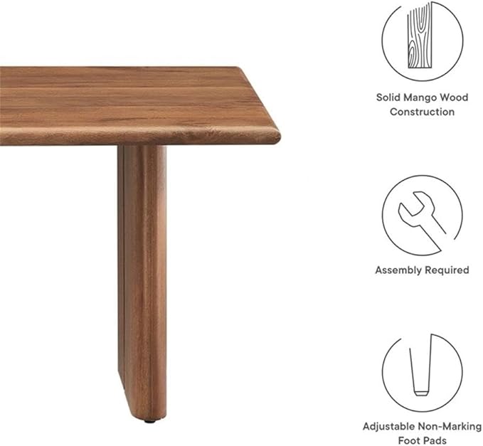 Modway Amistad 44" Rectangular Solid Wood Modern Farmhouse Coffee Table in Walnut