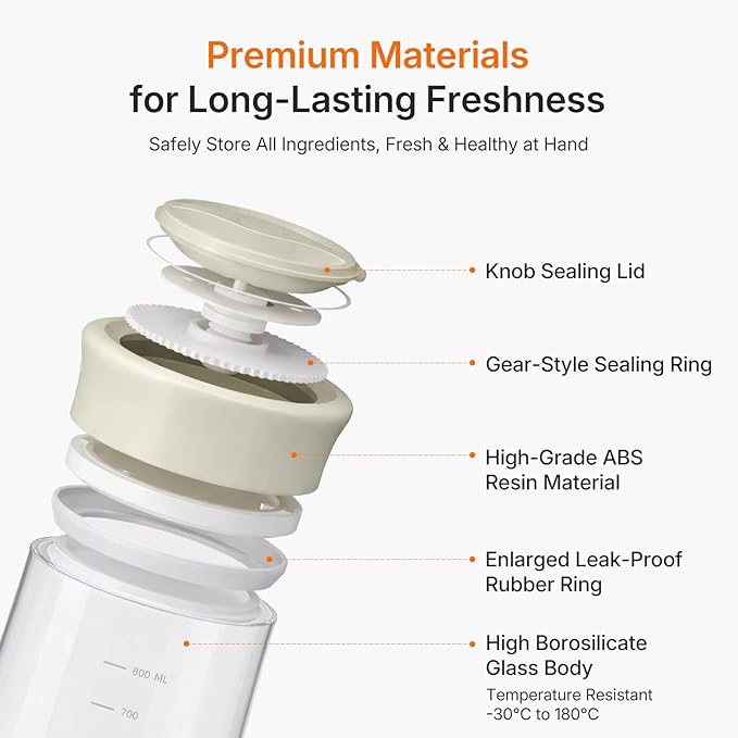 Upgraded Rotary Airtight Glass Jar with Lid, Borosilicate Coffee Storage Container, 800ml/27oz Stackable Pantry Organizer for Coffee Beans Grounds, Pasta, Flour, Nuts, Sugar, Candy, Snack