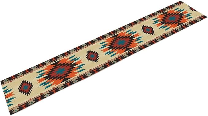 Aztec Southwest Retro Table Runner Vintage Geometry Triditional Ethnic Style Garden Farmhouse Dining Table Decoration for Living Room Kitchen 13x36in
