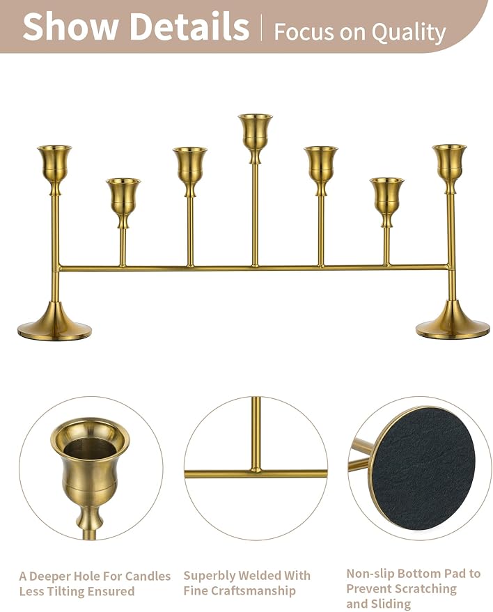 NUPTIO Candlestick Holders for Taper Candles: Gold Candelabra for Weeding Table Centerpieces - Brass Candle Stick Decor for Christmas Birthday Party Fireplace
