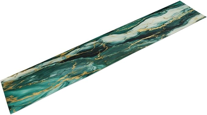 Marble Table Runner,Modern Luxury Abstract Art Teal Marble Texture Pattern Table Runner for Coffee Table Dining Room Table Bedroom Party Holiday Decor 13x120inch