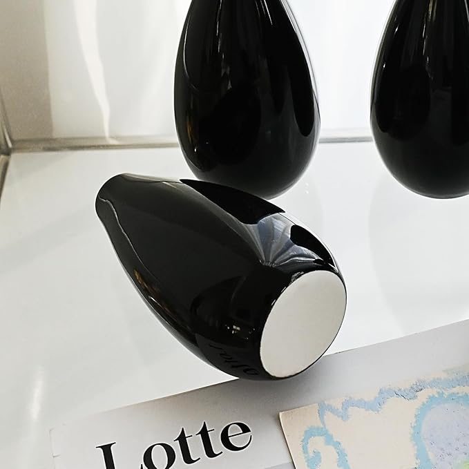 Modern Black Small Ceramic Vase Set of 16 for Living Room Bedroom 4.13'' Minimalist Fresh Flower Vases for Home Decor Office Fireplace Centerpieces Nordic Style Gift for Fake Plant 16 Pack