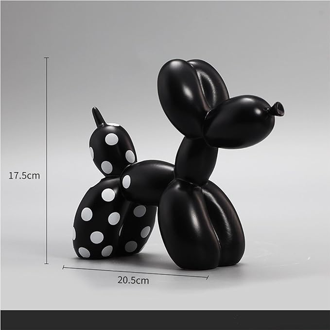 Cute Resin Dog Statue Decorations are Suitable for Modern Desktop Decoration, Home, Bedroom, Living Room, and Office Decoration (Black Dots)