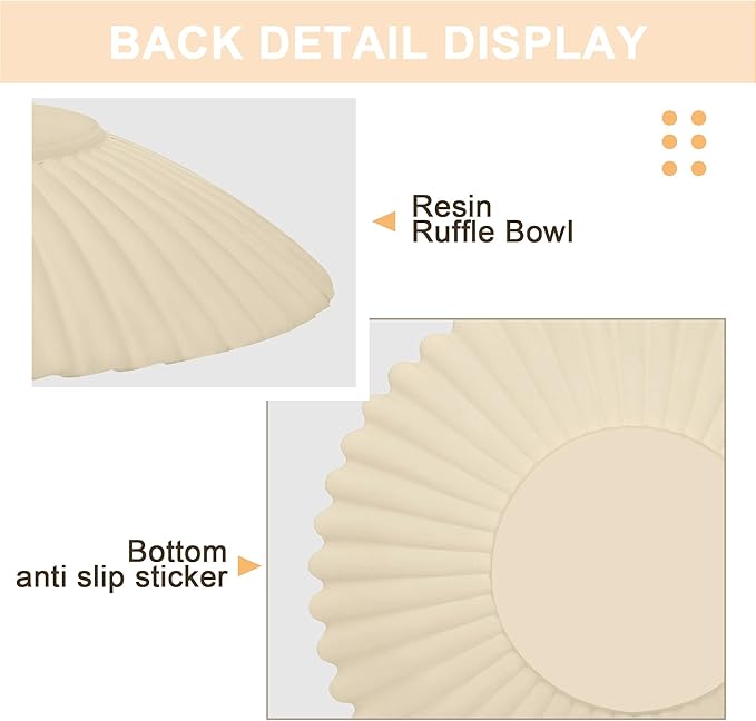Brown Small Decorative Bowl - Stylish Resin Purse Bowls - Key Bowl for Entryway Table - Artificial Scalloped Ruffle Bowl for Display Centerpiece