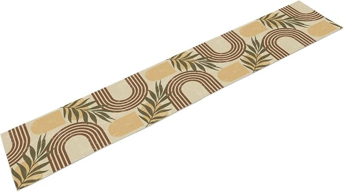 Mid Century Modern Table Runner Tropical Palm Leaves Boho Rainbow Decor for Dresser Coffee Table Dining Indoor Kitchen Wedding Holiday Picnic Party Camp 13x70in