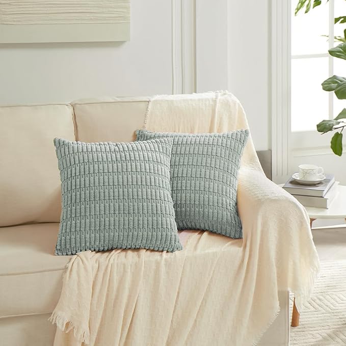 Fancy Homi 4 Packs Decorative Throw Pillow Covers for Living Room Couch Bed, Modern Farmhouse Boho Home Décor Accent Cushion Case, 26" x 26", Grey Blue