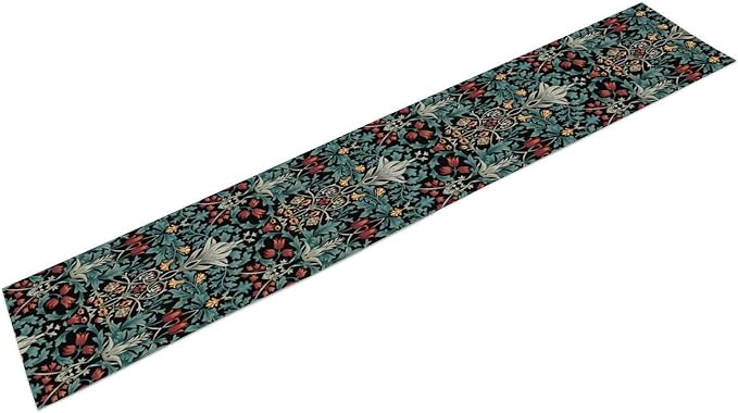 William Morris Original Design Green Table Runner Vintage Floral Table Runner for Dining Table Decor 13x60 Inch