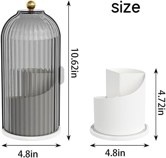Sliding Lid Toothbrush Organizer, Rotating Toothbrush Holder, Rotating 3 Slots Bathroom Organizer Countertop, Makeup Brush Organizer Caddy for Vanity (White)