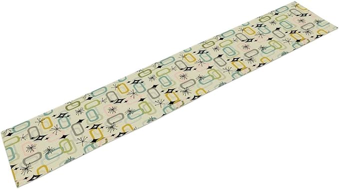 Mid Century Modern Table Runne Vintage Geometric Atomic Star Coffee Table Decoration for Kitchen Dining Room Holiday Party Decor 13x120in