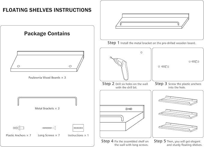 RYOFOBETTO Small Floating Shelf, 6X9 Inches Farmhouse Wall Shelves for Living Room, Bedroom, Picture Frames, Plants, Kitchen, Set of 3 (White and Grey)