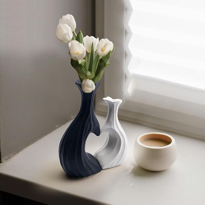 Small Ceramic Vases, Heart Shaped Flower Vase Set of 2