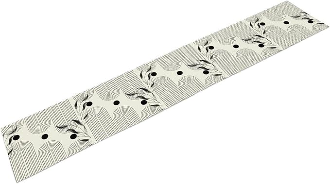 YCness Boho Mid Century Modern Table Runner Black White Dining Table Decor for Party Holiday Bedroom Living Room Kitchen Cool Grey Abstract, 13x70 Inch