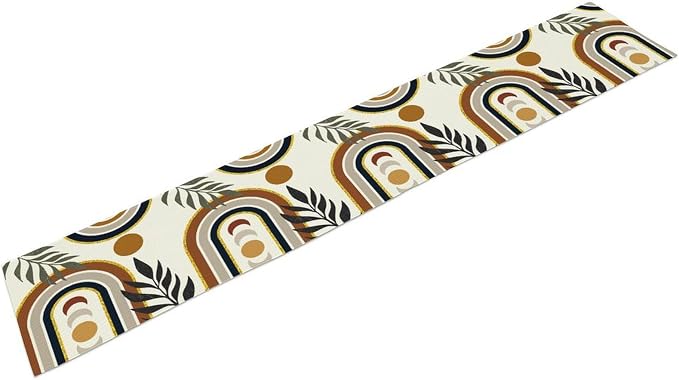 Mid Century Modern Table Runner Sun Tropical Leave Minimalistic Rainbow Boho Decor for Kitchen Party Home Dining Room Table 13x36in