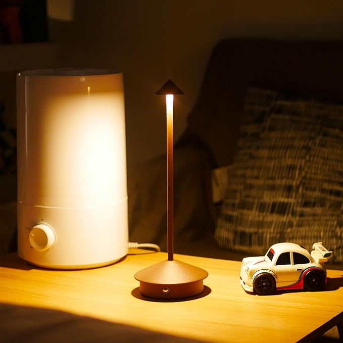 Cordless LED Table Lamp, Rechargeable 5200mAH Battery Operated Lamp for Decor, 3 Color Stepless Dimming Desk Lamps, for Restaurant, Bedroom, Outdoor Camping, Coffee Shop, Night Light