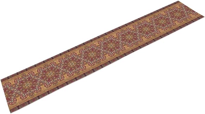 YCness Retro Mandala Table Runner Vintage Boho Table Decor Bohemian Polyester Runner for Tables Brown Farmhouse Spring Decor for Kitchen Dining Tables Runner 13x36 Inch