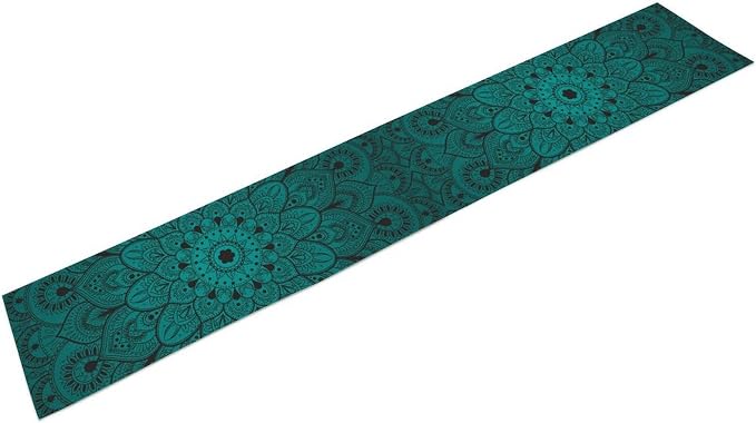 Boho Mandala Table Runners for Dinning Room, Bohemian Mandala Flower, Cotton Linens Green Table Runner Table Cloth for Wedding Party Holiday Home Decor, 13x108 Inch