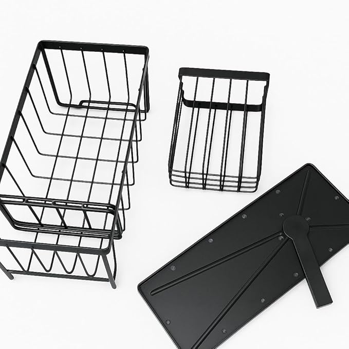 Cisily Black Kitchen Sponge & Brush Holder – Sleek Sink Caddy Organizer