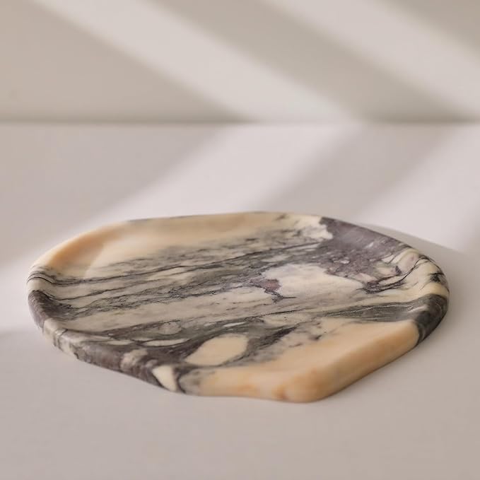 Natural Marble Cloud Shape Jewelry Tray, Key Tray For Entryway Table, Jewelry Dish Trinket Tray for Home Décor, Ring Holder for Women Gift, 10"(25cm) X 6.3"(16cm)