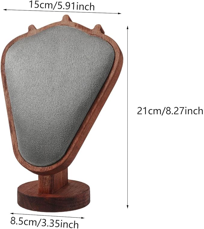 Necklace Display Stand – Wooden Jewelry Stand Organizer for Necklaces & Pendants, Mannequin Tower Model, Counter & Dresser Storage, Ideal for Retail & Home Use (GRAY)