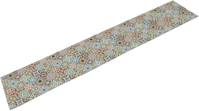 YCness Vintage Floral Boho Table Runner Colorful White Mandala Mexican Flower Dining Table Decor for Kitchen Living Room Party Holiday, 13x36 Inch
