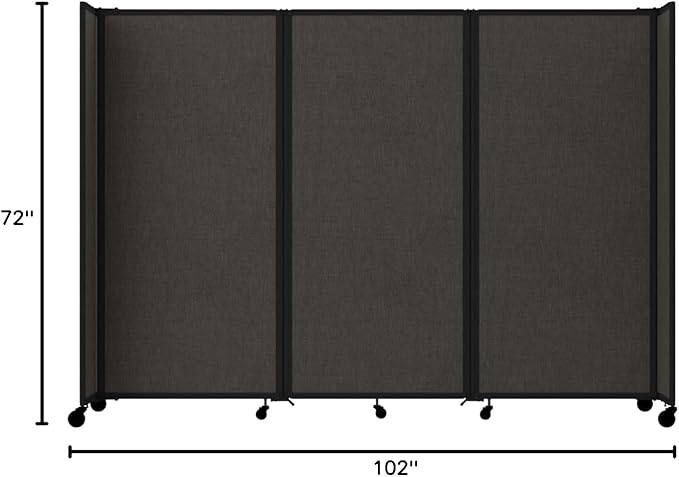 Versare Room Divider 360 Portable Wall Partition | Folding Panels | Large Freestanding Divider | Locking Wheels | Temporary Room Separator