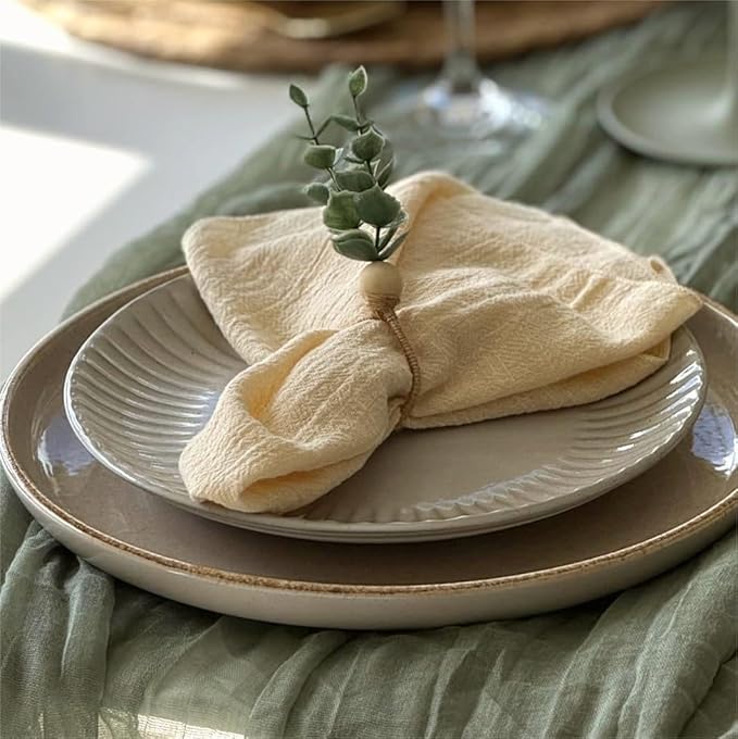 MLMW Beige Cream Napkins Cloth Set of 6 Linen Spring Summer Napkins Cloth Bulk Washable Table Napkins 16.5"×16.5" for Wedding Party Baby Bridal Shower Birthday Table Decorations