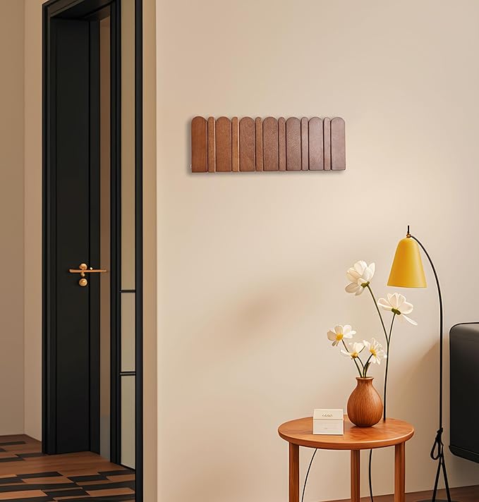 Wall Coat Rack for Entryway: Wooden Modern Heavy Duty 6 Hooks Retractable Wall Mounted for Small Spaces Hallway Bathroom Bedroom for Hanging Jacket Towel Backpack Bag