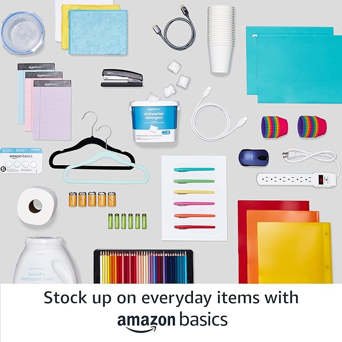 Amazon Basics 4-Shelf Steel Wire Storage Shelves for Garage, Adjustable Metal Shelving Unit, 200 lbs Per Shelf, 23.2" W x 48" H x 13.4" D, Black | Sturdy, Adjustable, Easy Assembly, Storage
