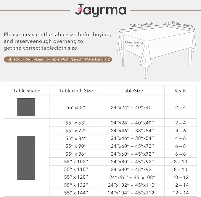 Sage Square Tablecloth 55 x 55 Inch Small White Linen Table Cloth for 4 Foot Square Table Wrinkle Resistant Washable Fabric Cloth Tablecloth for Side Tables Cafe Lounge Area Corner Nook