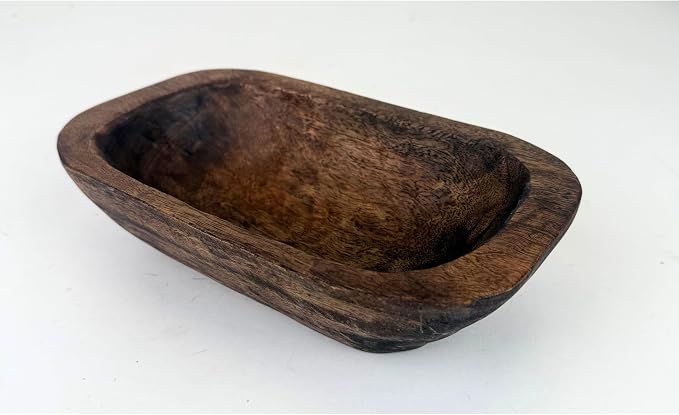 ANDALUCA Natural Mango Wood Rectangular Decorative Bowl (10 Inch)