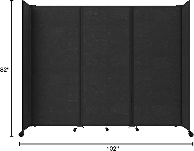 Versare Room Divider 360 Portable Wall Partition | Folding Panels | Large Freestanding Divider | Locking Wheels | Temporary Room Separator
