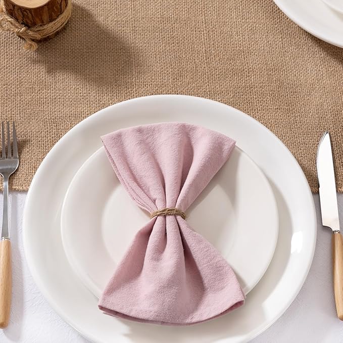 MLMW Dusty Pink Napkins Cloth Set of 8 Spring Cotton Cloth Napkins Bulk Washable Dinner Napkins 16"×16" for Wedding Party Baby Bridal Shower Birthday Table Decor