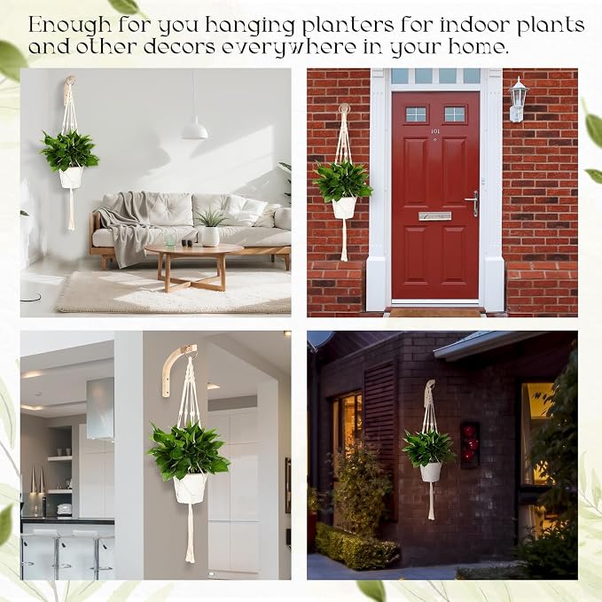Colingmill 4 Pack Plant Wall Hanger for Indoor Plants 2 Pcs Plant Hangers Indoor Wall Mount 2 Pcs 41'' Macrame Plant Hangers Indoors Plant Hooks for Wall Outdoor Flower Pots Garden Decoration