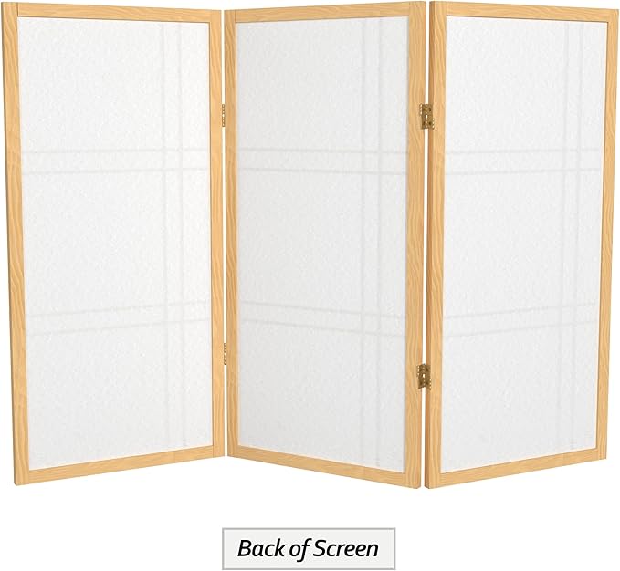 3 ft. Short Double Cross Shoji Screen - Natural - 3 Panels