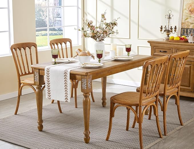 Wracra Embroidered Fall Table Runner Irregular Willow Leaf Table Runners 72 Inches Long for Dresser Home Dining Table Decor,14 x 72 Inch, Taupe