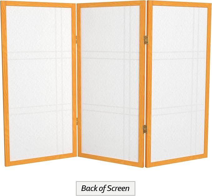 3 ft. Short Double Cross Shoji Screen - Honey - 3 Panels