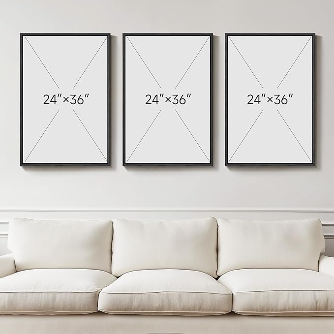 Large Framed Neutral Abstract Canvas Wall Art for Living Room, 3 Piece Wabi-Sabi Minimalist Modern Prints Paintings Artwork for Walls, Pictures Wall Decor for Bedroom, Office, Dining Room 24x36 In